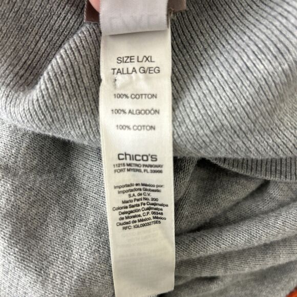 Chico's Sweater Size L/XL Oversize Boxy Top Cowl Neck Gray Blue Ombre Cotton - Picture 6 of 6